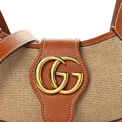 Gucci Canvas Textured Dollar Calfskin Small Aphrodite Shoulder Bag Beige Tan 8 of 10