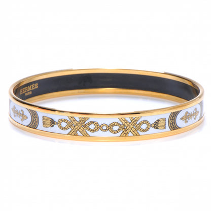 Hermes Enamel Narrow Printed Tassel Bracelet 70 White 1 of 5