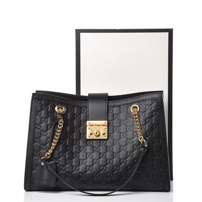 Gucci Guccissima Medium Padlock Tote Black 10 of 10