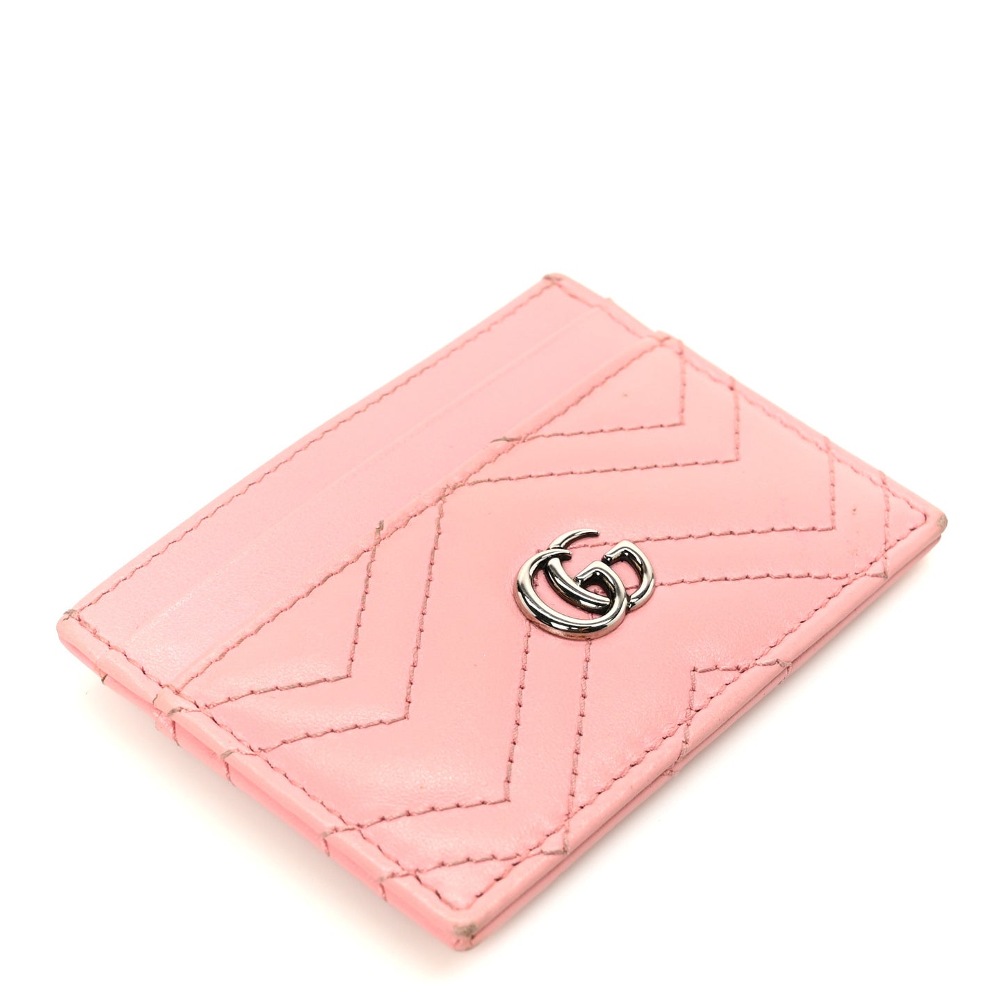 Calfskin Matelasse GG Marmont Card Holder Wild Rose