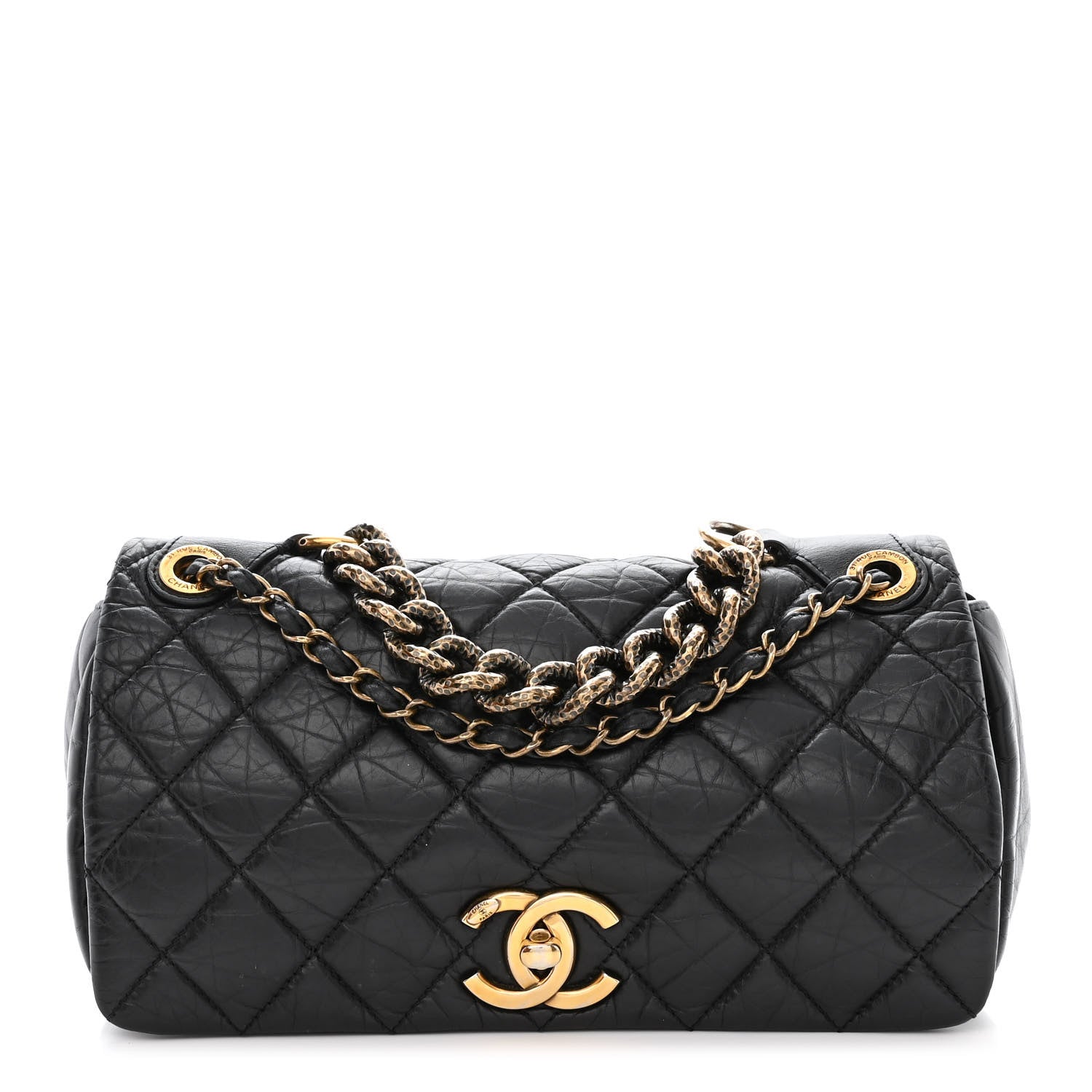Chanel Aged Calfskin Quilted Medium Pondichery Flap Black 1 of 10
