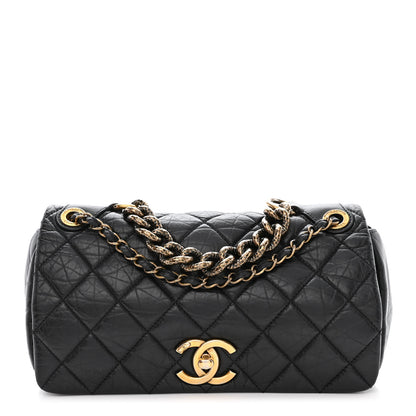 Chanel Aged Calfskin Quilted Medium Pondichery Flap Black 1 of 10