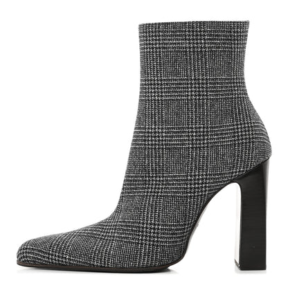 Balenciaga Wool Plaid Ankle Boots 40 Black White 1 of 14