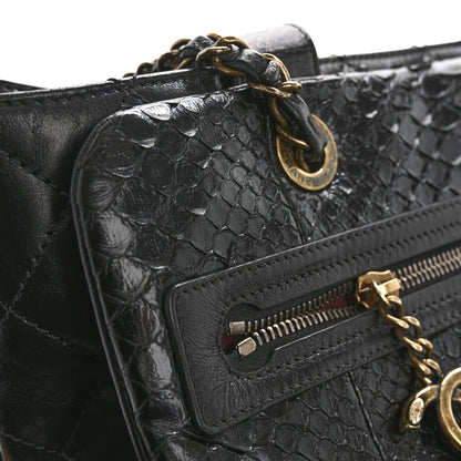 Chanel Snakeskin Glazed Calfskin Quilted Urban Mix Tote Black 16 of 16