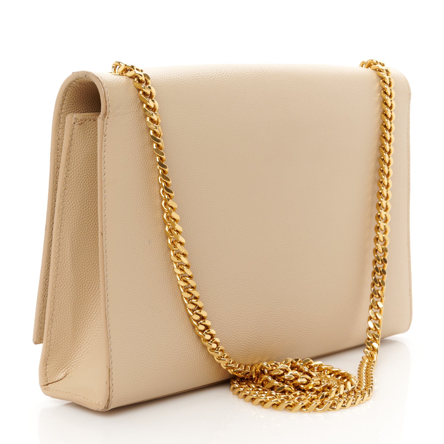 Saint Laurent Grain De Poudre Medium Monogram Kate Satchel Dark Beige 3 of 11