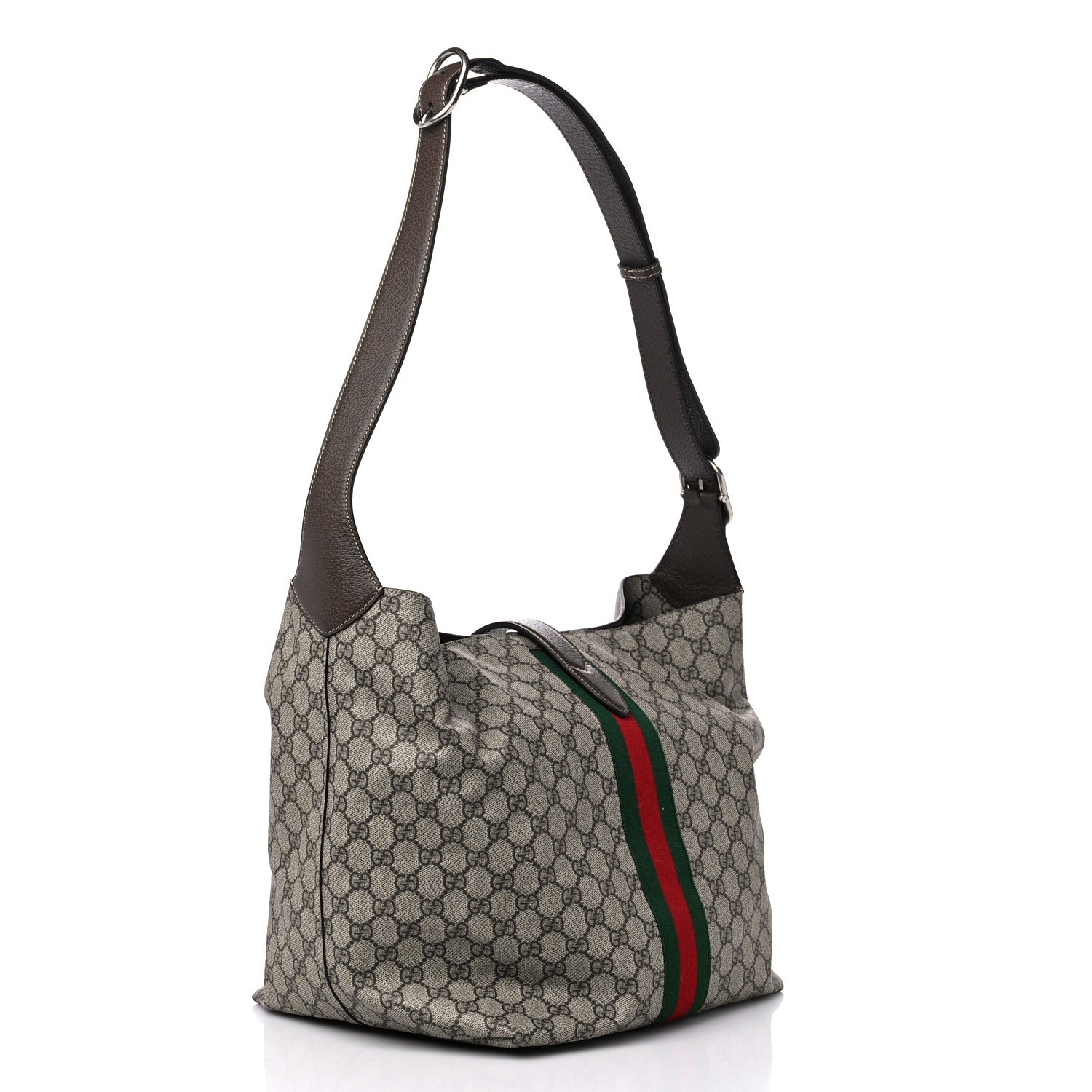 Gucci GG Supreme Monogram Calfskin Web Small Jackie 1961 Shoulder Bag Beige Brown Sugar 4 of 13