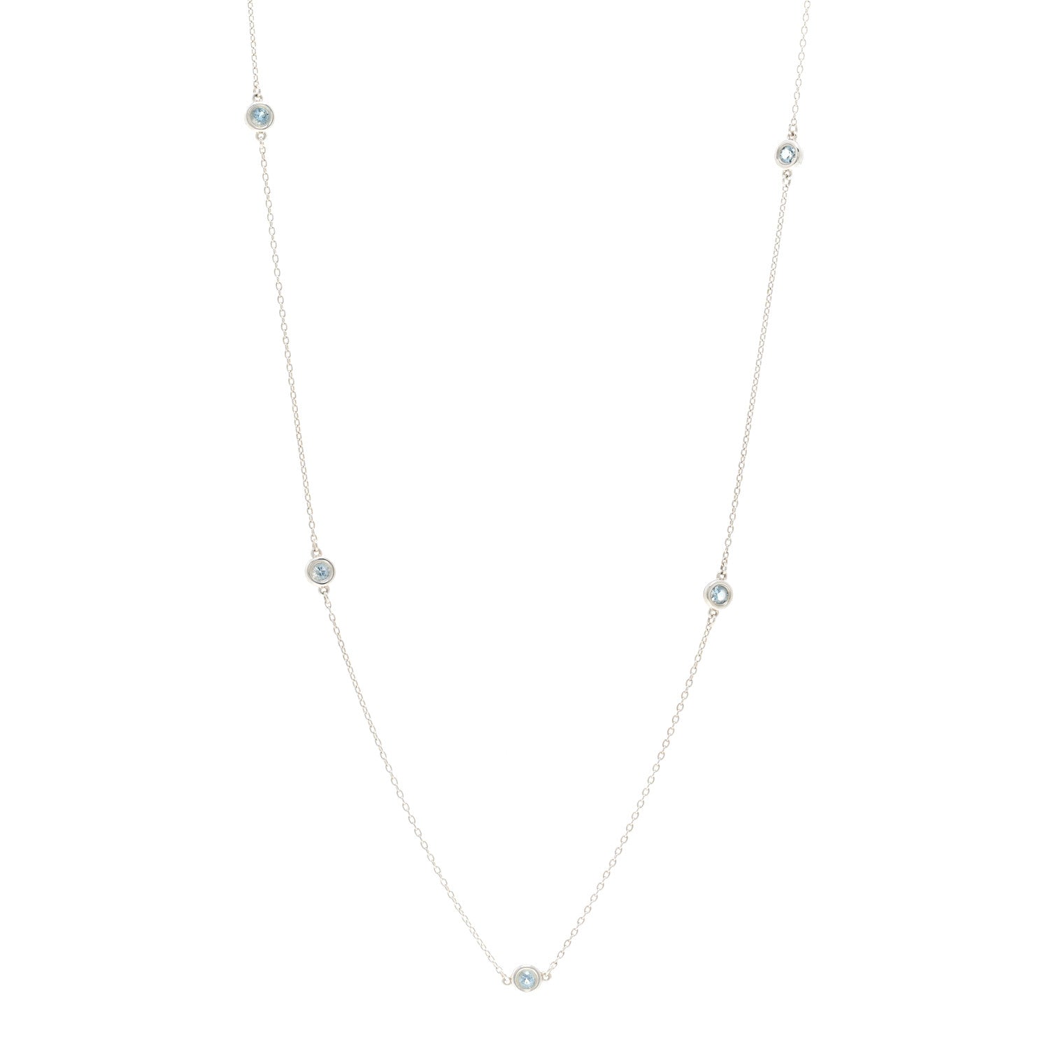 Tiffany Sterling Silver Aquamarine Elsa Peretti Color By The Yard 5 Station Necklace 1 of 4