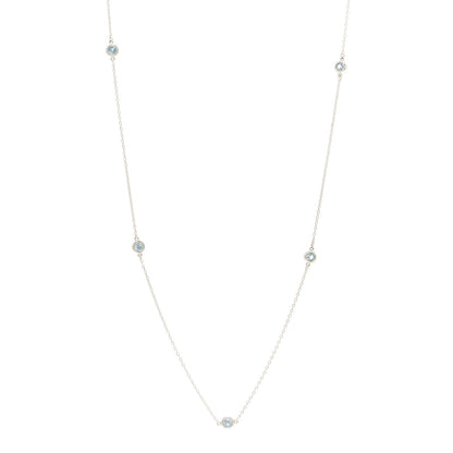 Tiffany Sterling Silver Aquamarine Elsa Peretti Color By The Yard 5 Station Necklace 1 of 4