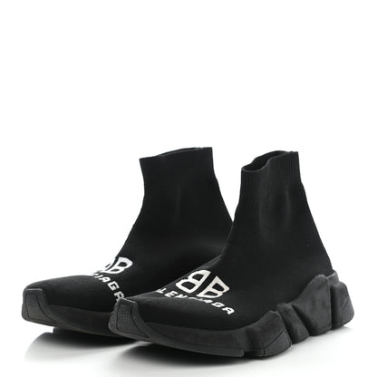 Balenciaga Neoprene Knit Logo Womens Speed Sneakers 36 Black 3 of 11