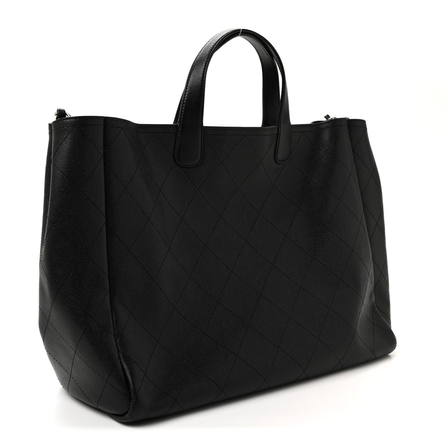 Caviar Stitched Large Shopping Tote Black