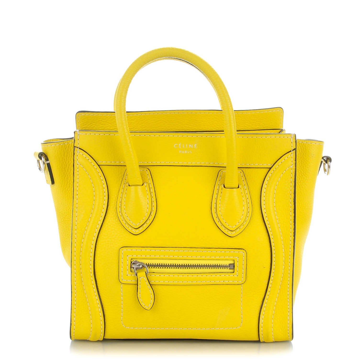 Celine Drummed Calfskin Nano Luggage Citron 1 of 8