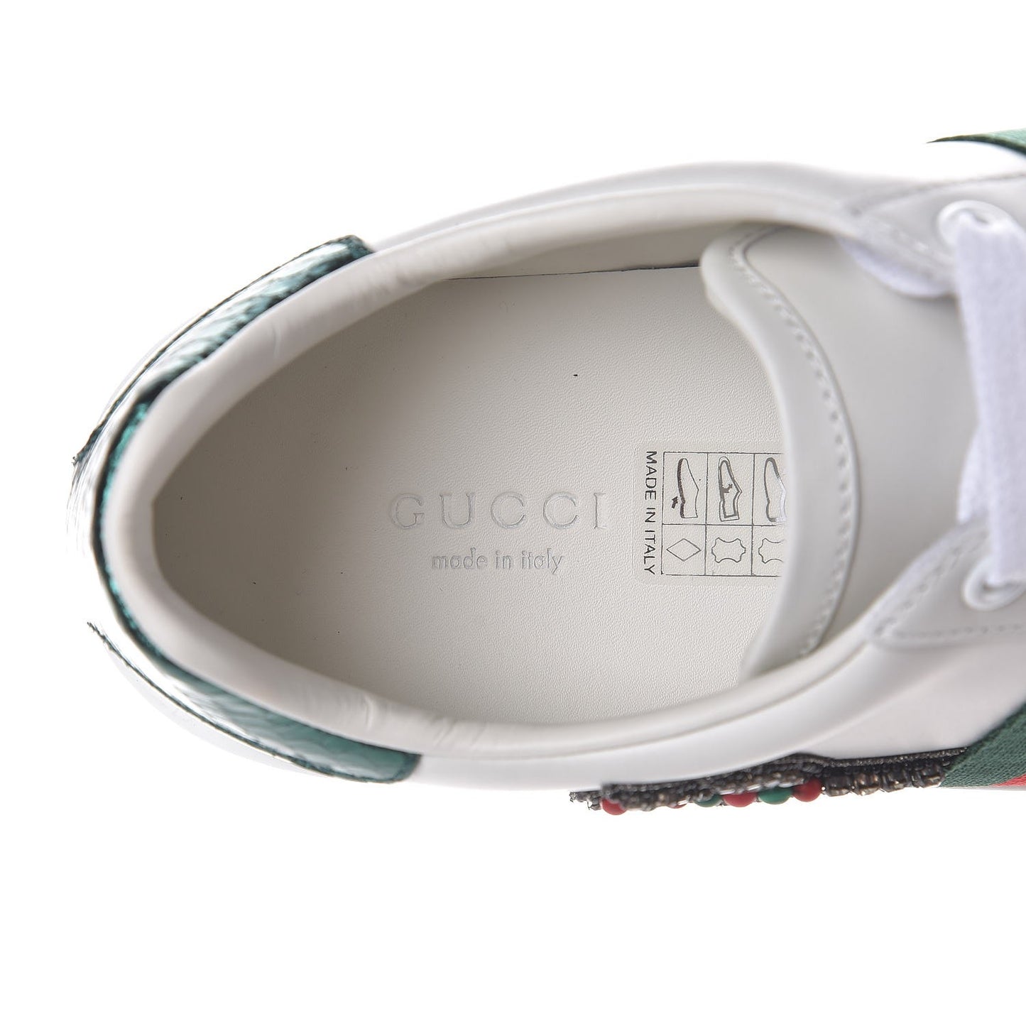 Calfskin Web Studded Arrow Ace Sneakers 36.5 White