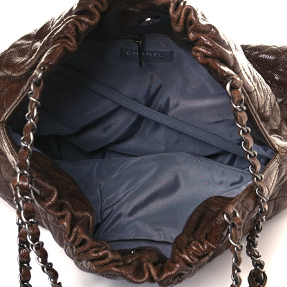 Chanel Distressed Glazed Caviar Quilted Large Elastic Tote Brown 4 of 12