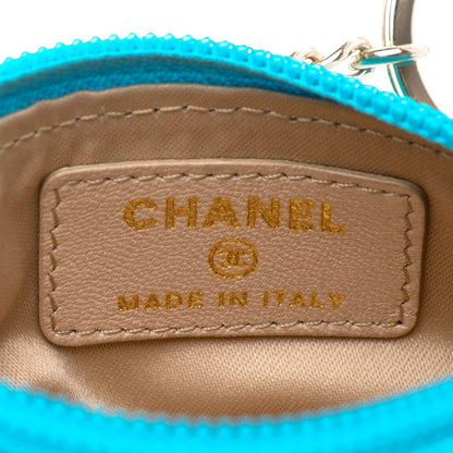 Chanel Lambskin Camellia O Key Holder Turquoise 6 of 7