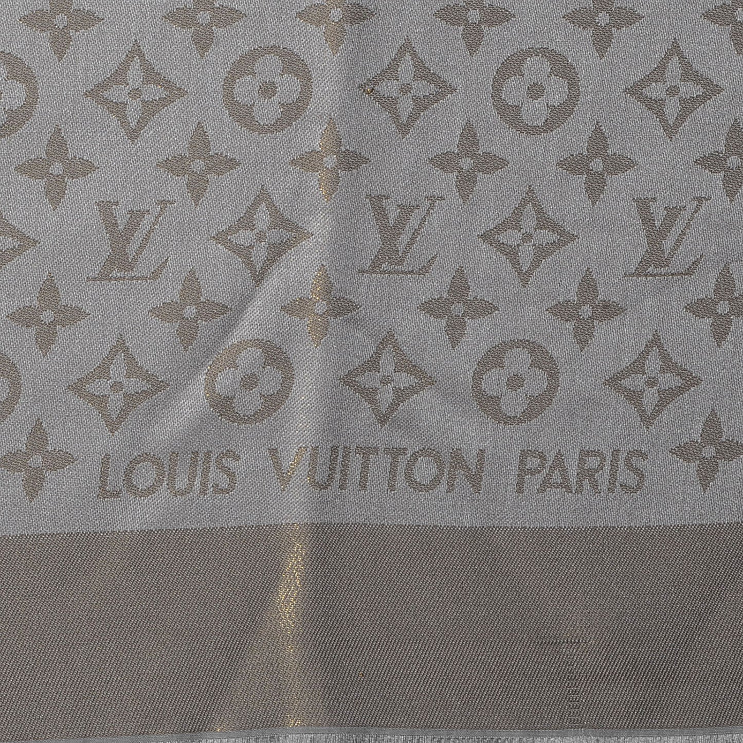 Monogram Silk Wool Shine Shawl Beige