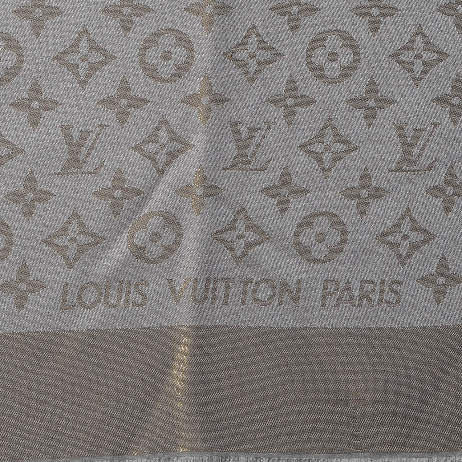 Louis Vuitton Monogram Silk Wool Shine Shawl Beige 4 of 6
