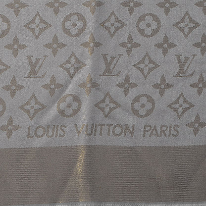 Louis Vuitton Monogram Silk Wool Shine Shawl Beige 4 of 6
