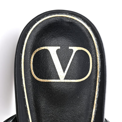 Valentino Garavani Calfskin Roman Stud Flat Mules 37.5 Black 7 of 10
