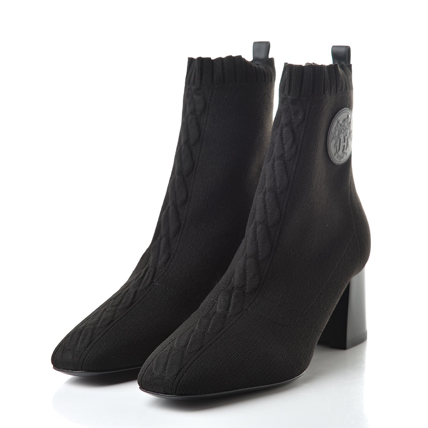 Knit Calfskin Volver Ankle Boots 38.5 Black