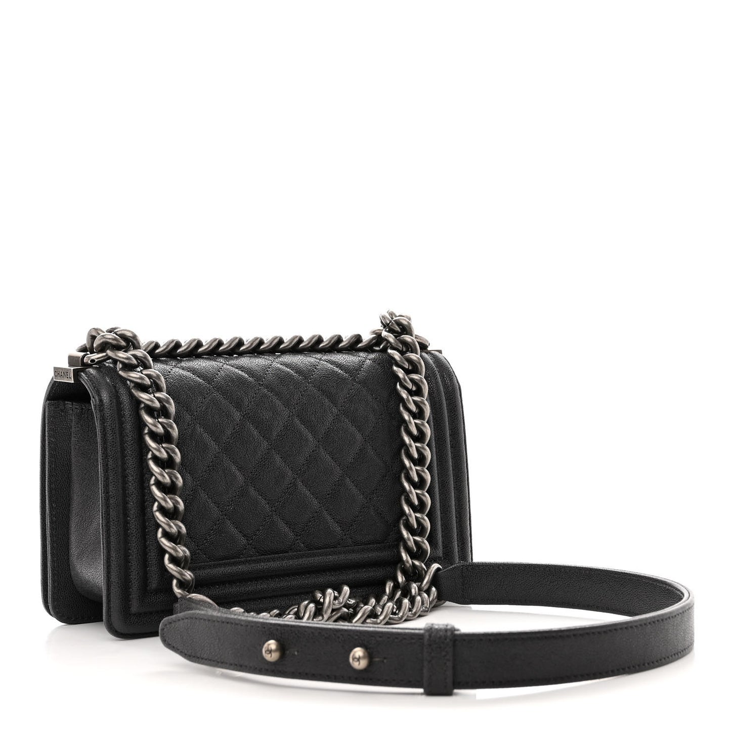 Caviar Quilted Small Boy Flap Black