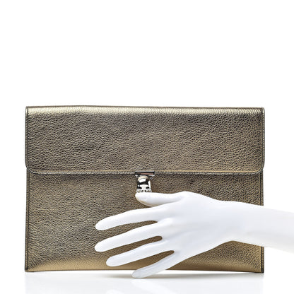 Alexander McQueen Metallic Calfskin Skull Envelope Clutch Gold 2 of 6