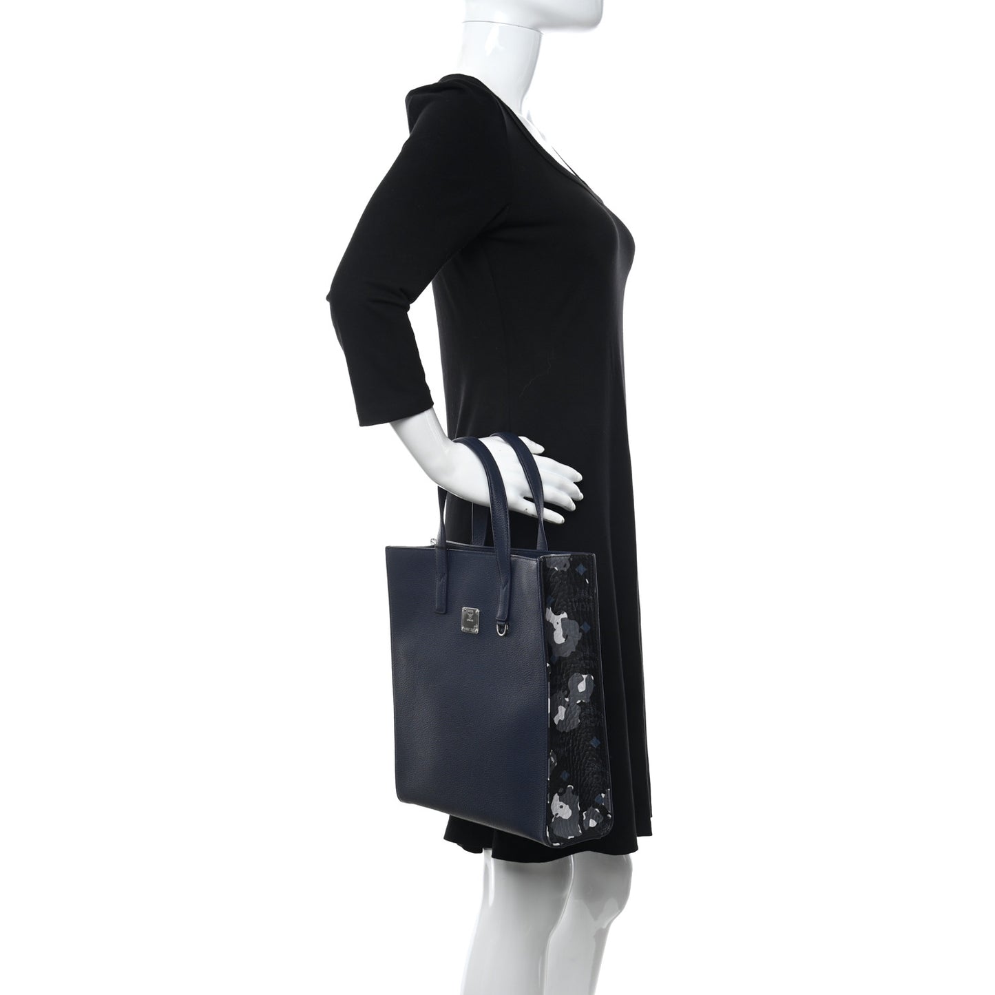 Grained Calfskin Small Klassik Tote Navy