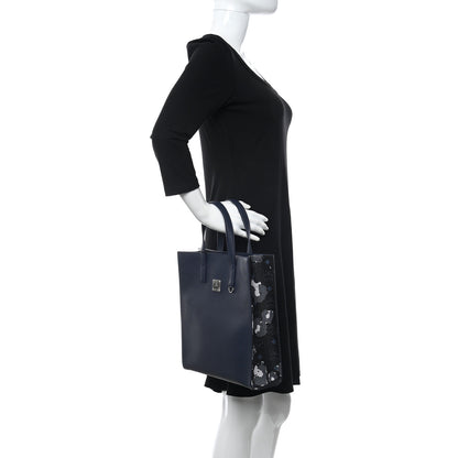 MCM Grained Calfskin Small Klassik Tote Navy 2 of 10
