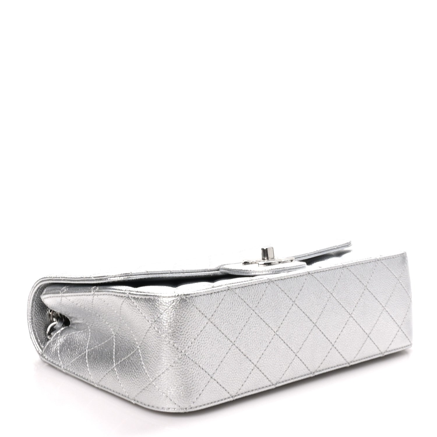 Chanel Metallic Caviar Quilted Medium CC Slide Flap Silver 3 of 10