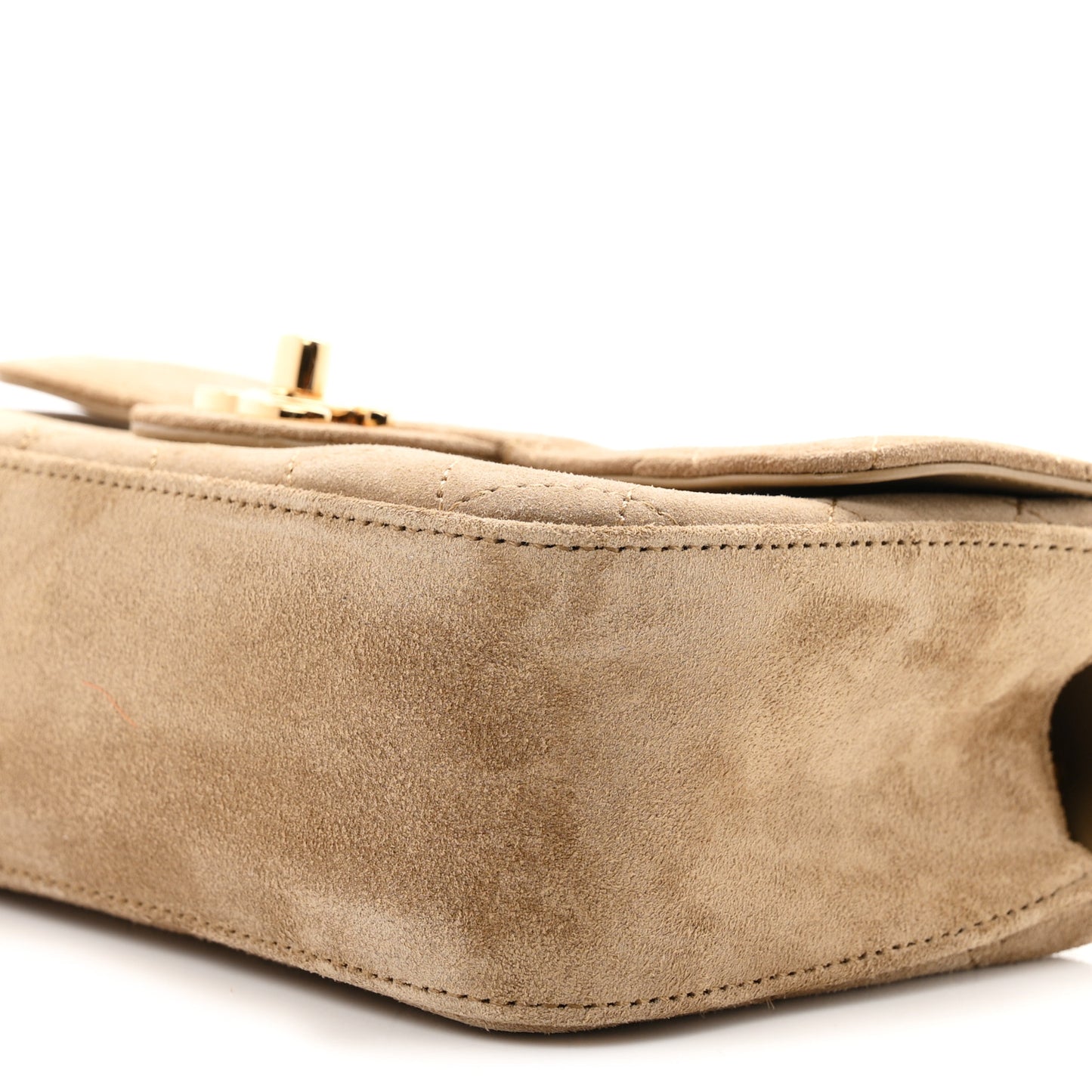 Suede Calfskin Mini Quilted Souplissimo Flap Dark Beige