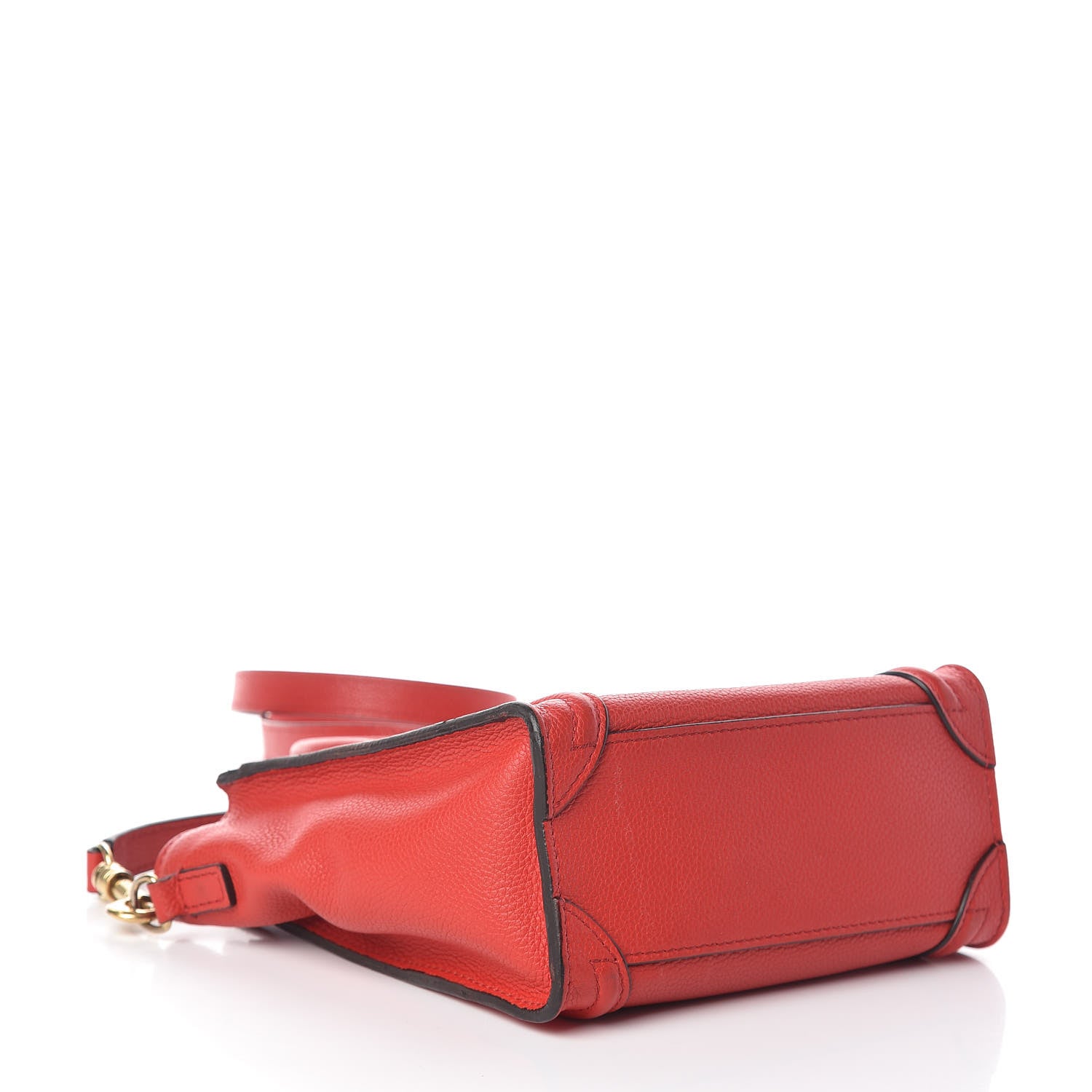 Celine Drummed Calfskin Nano Luggage Coquelicot 4 of 10