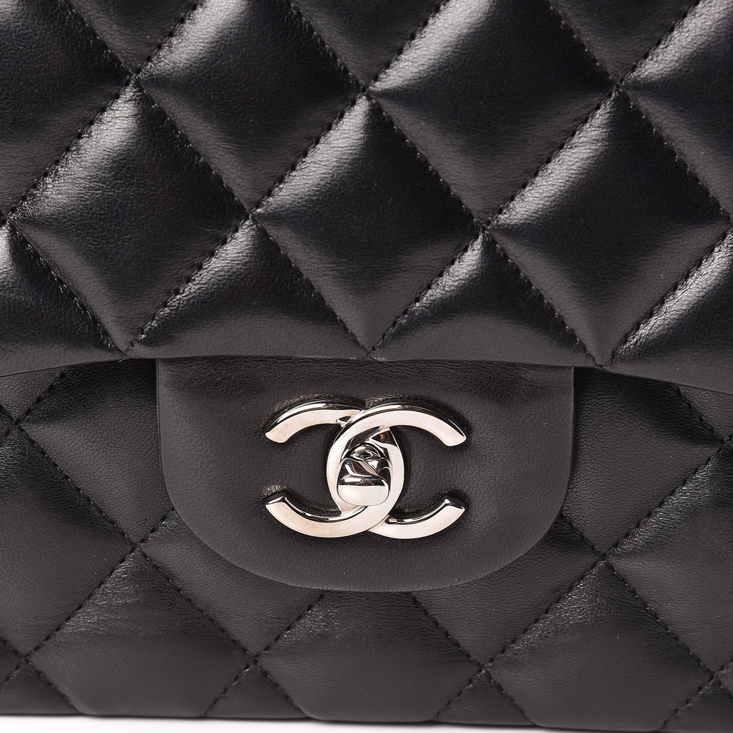 Lambskin Quilted Jumbo Single Flap Black
