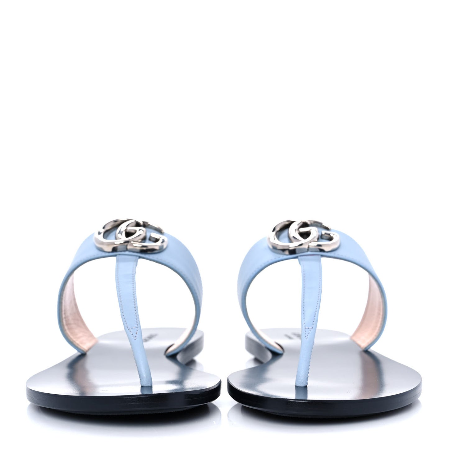 Calfskin GG Marmont Thong Sandals 36 Porcelain Light Blue
