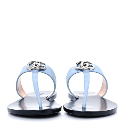 Gucci Calfskin GG Marmont Thong Sandals 36 Porcelain Light Blue 2 of 8