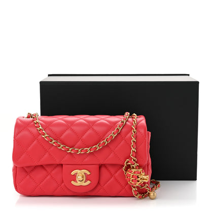 Chanel Lambskin Quilted Mini Rectangular Pearl Crush Flap Red 11 of 11