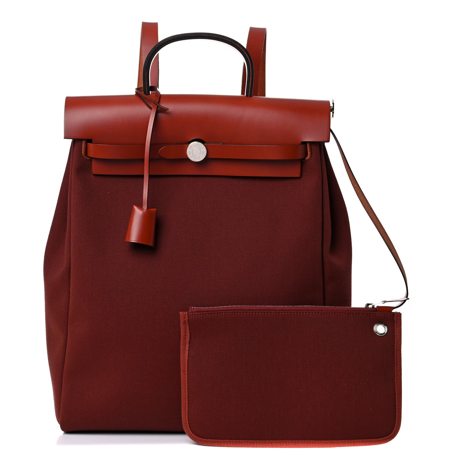 Hermes Military Toile Vache Hunter Herbag a Dos Zip Retourne Backpack Rouge H 1 of 10