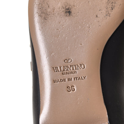 Valentino Garavani Vitello Rockstud Ballerina Flats 36 Black Poudre 8 of 12