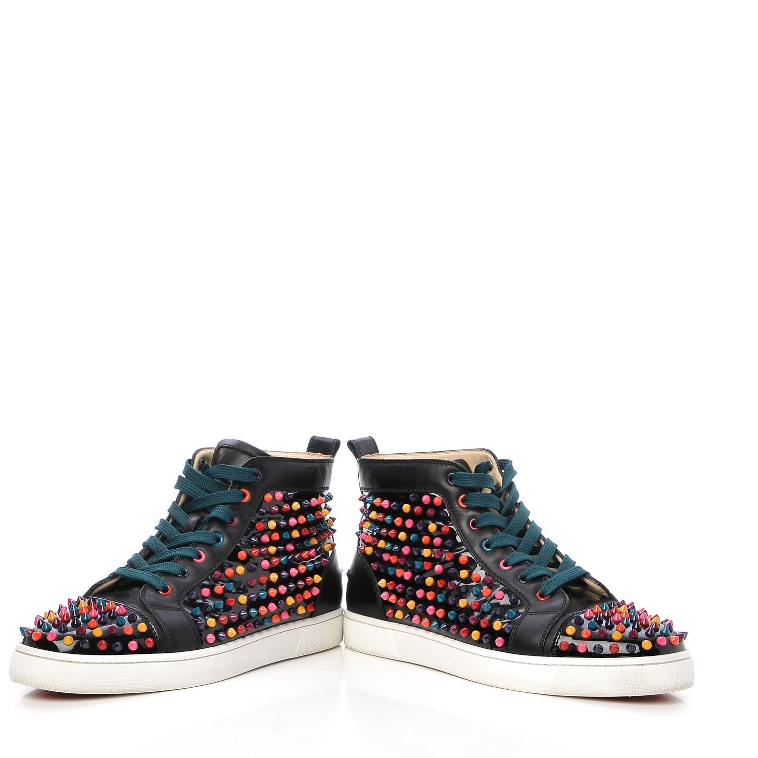 Christian Louboutin Mens Patent Calfskin Spike Louis Flat Sneakers 43.5 Black Multi 6 of 11