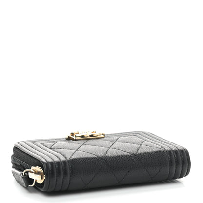 Chanel Caviar Quilted Boy Zip Around Coin Purse Wallet Black 4 of 7