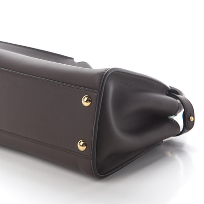 Fendi Vitello Seta Suede FF Mini Peekaboo Iconic Satchel Chocolate Sigaro Marrone 7 of 7