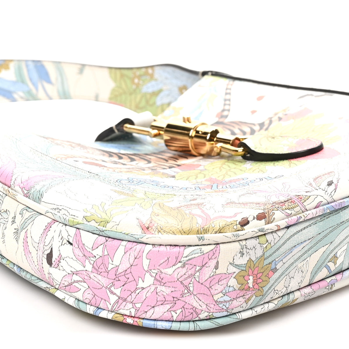 Gucci New Shangai Calfskin Tiger Savanah Small Jackie 1961 Hobo Chalky White Multicolor 8 of 9