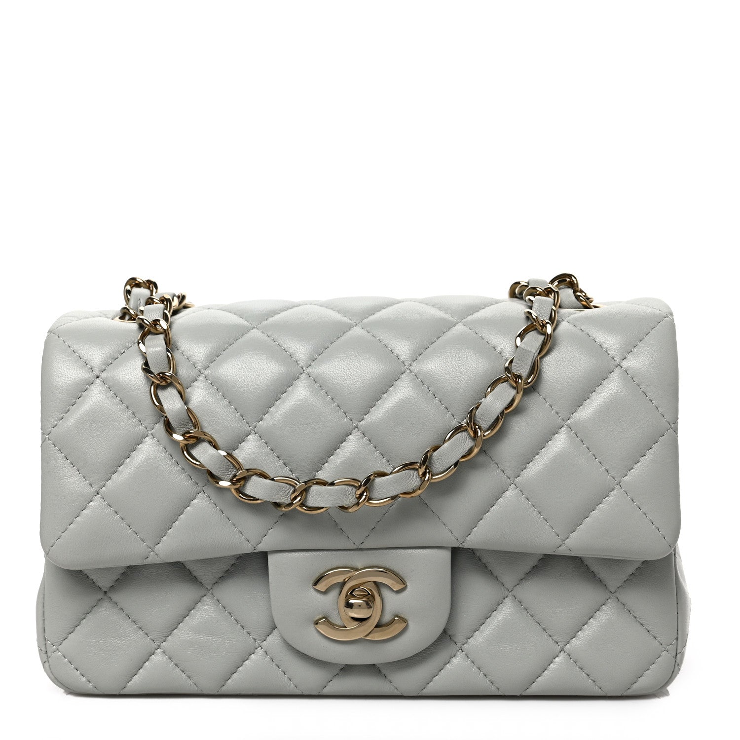 Chanel Lambskin Quilted Mini Rectangular Flap Grey 1 of 9