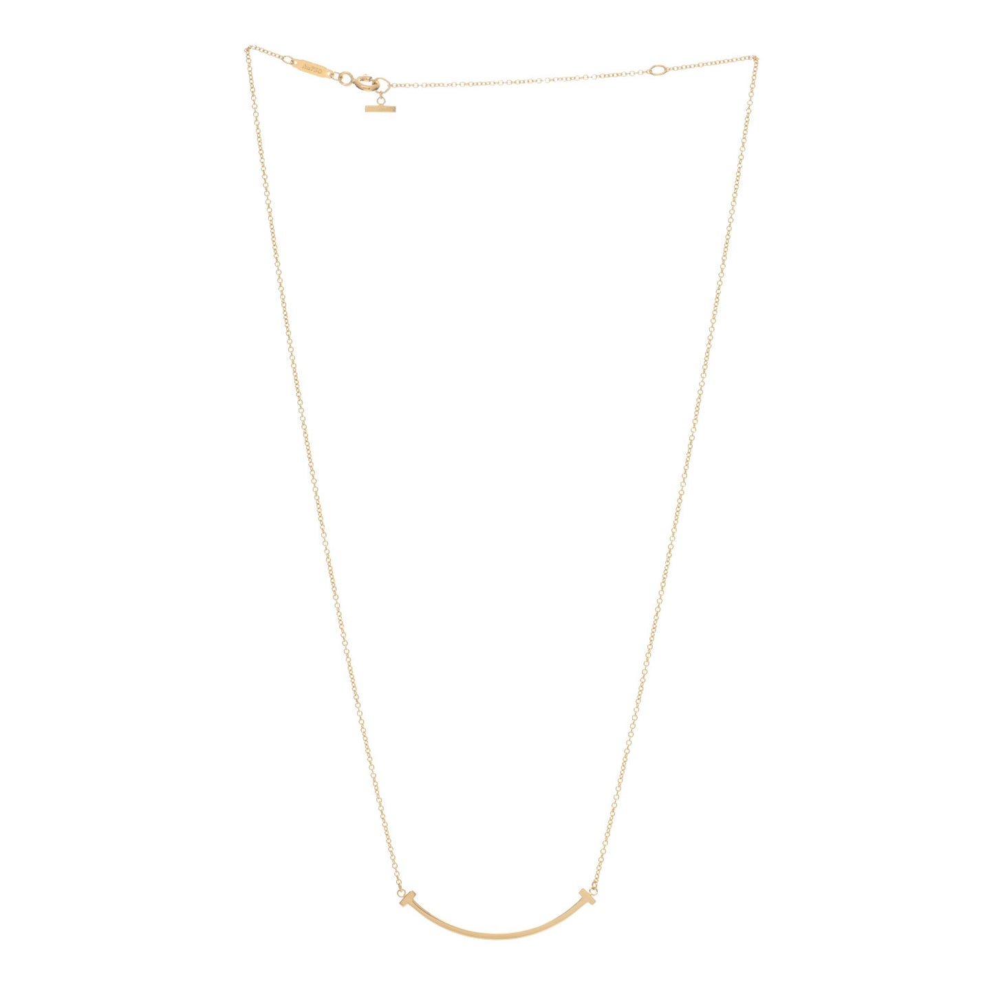 18K Yellow Gold Small T Smile Pendant Necklace