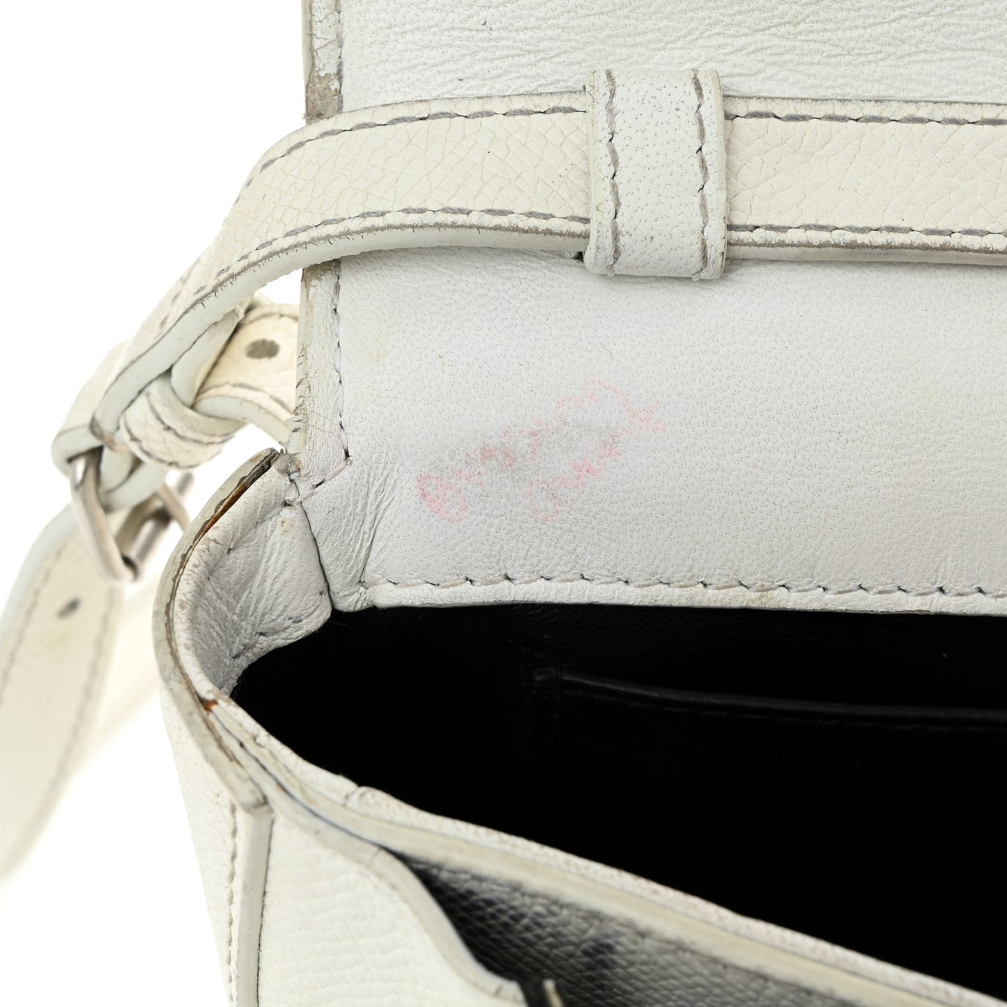 Grained Calfskin Logo Print Ville Day Bag XS White