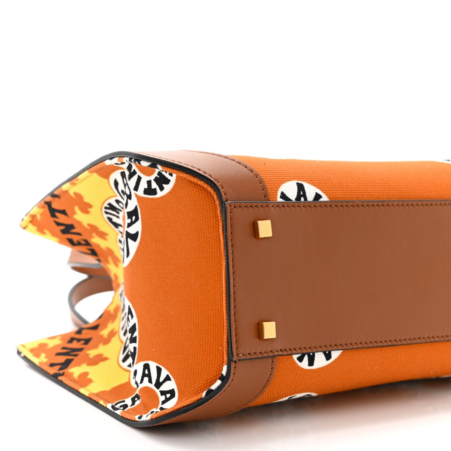 Valentino Garavani Canvas Calfskin Mini Bandana Print Small Vlogo Signature Tote Saddle Brown Multicolor 8 of 10