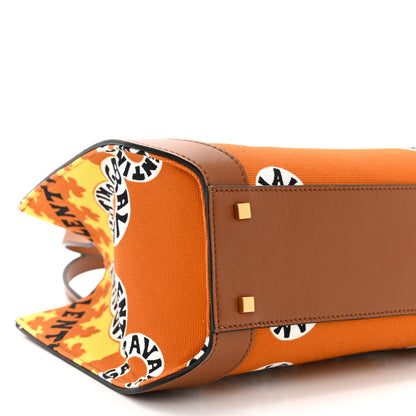 Valentino Garavani Canvas Calfskin Mini Bandana Print Small Vlogo Signature Tote Saddle Brown Multicolor 8 of 10