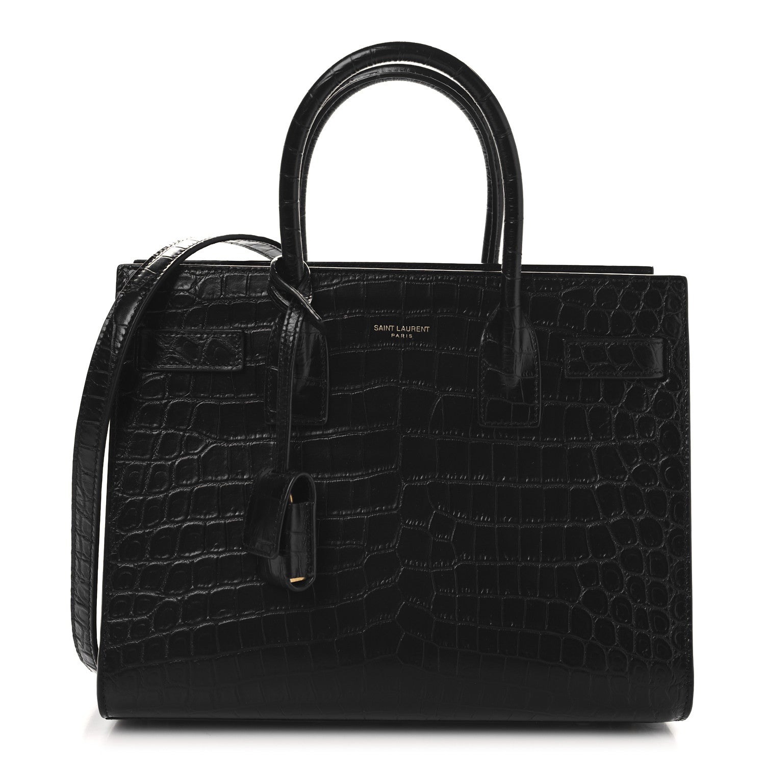 Saint Laurent Calfskin Crocodile Embossed Baby Sac De Jour Black 1 of 10