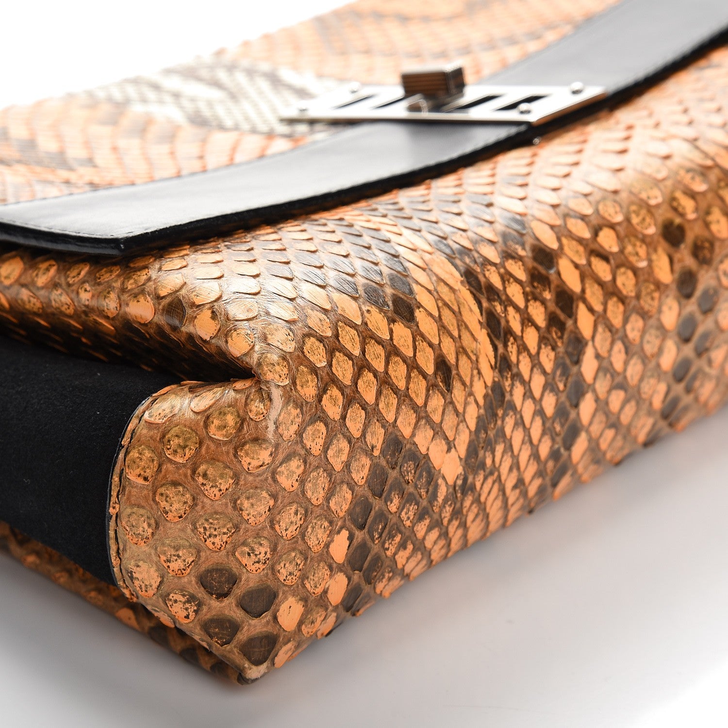 Proenza Schouler Python Calfskin Suede PS Elliot Clutch Orange Black 7 of 10