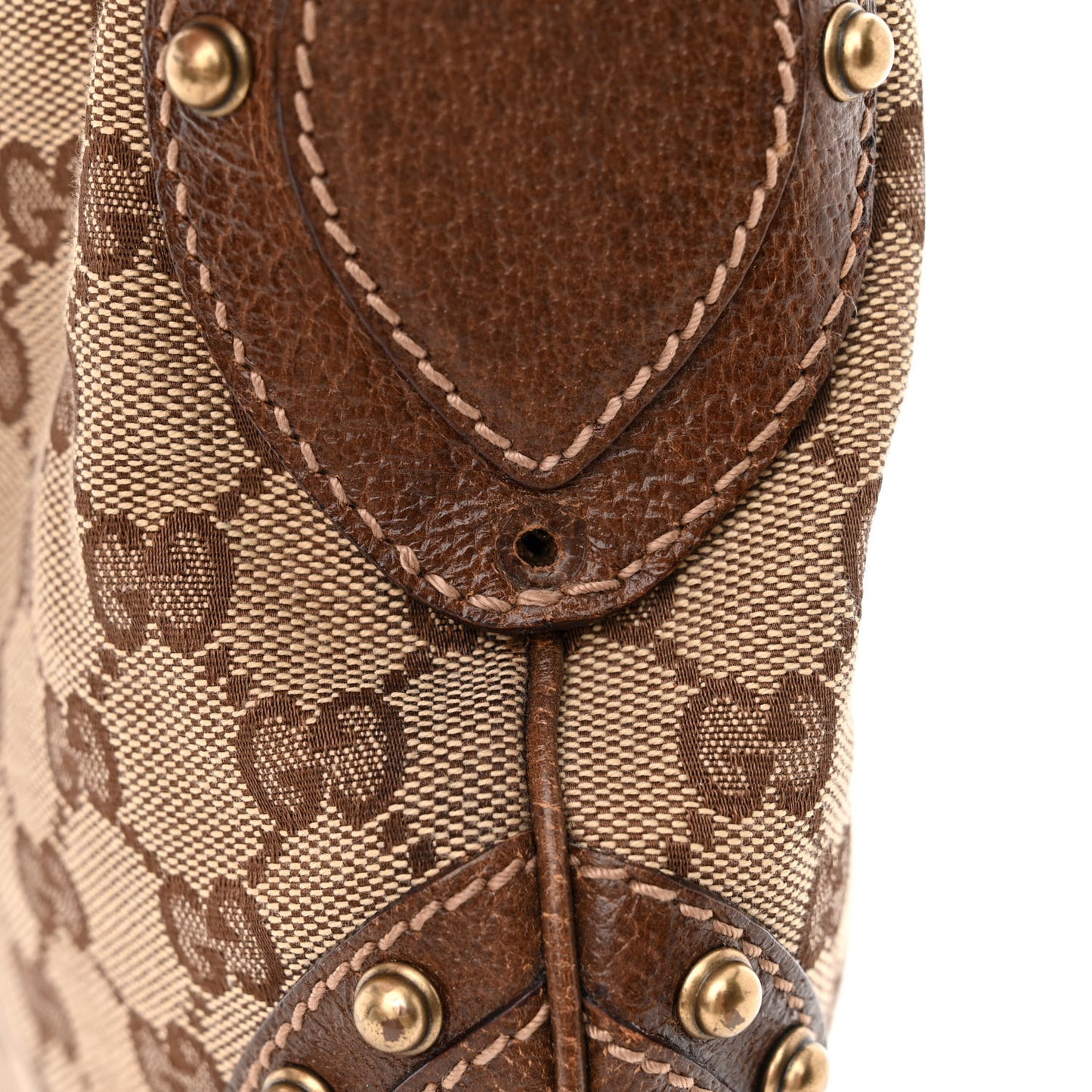 Monogram Web Studded Pelham Shoulder Bag Dark Brown
