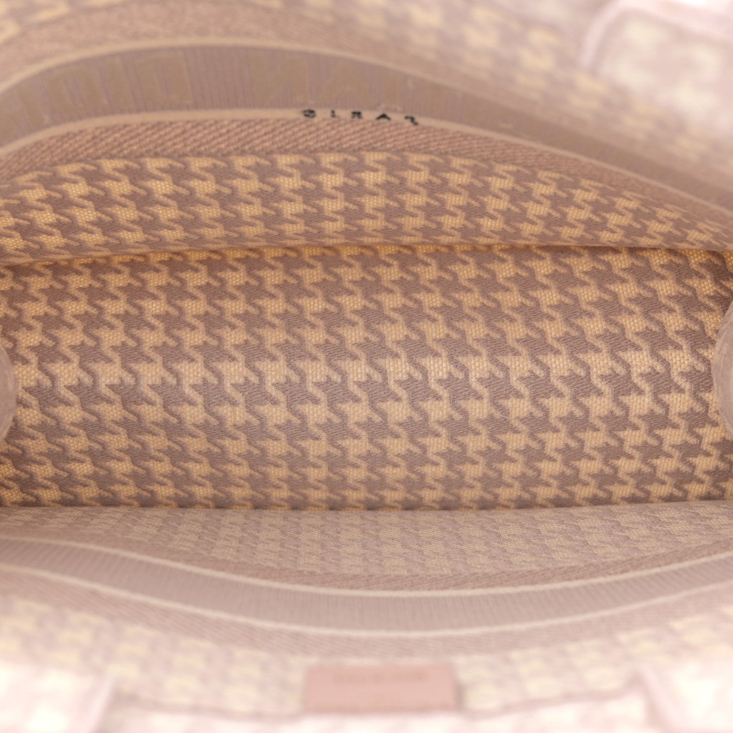 Christian Dior Canvas Macro Houndstooth Embroidered Book Tote Pink White 4 of 11