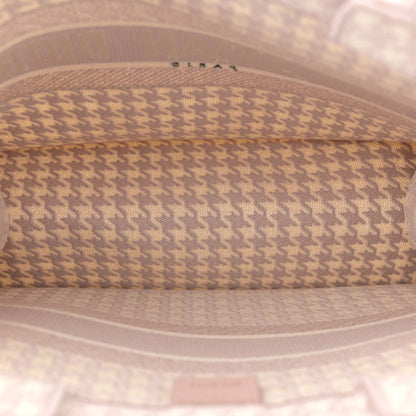 Christian Dior Canvas Macro Houndstooth Embroidered Book Tote Pink White 4 of 11